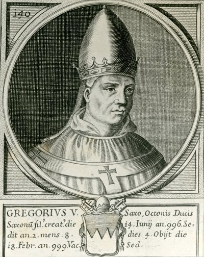 Pope Gregory V (972-999) (engraving) av English School
