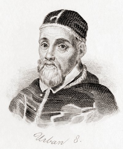 Pave Urban VIII, ca. 1568 -1644, født Maffeo Barberini (gravering) av English School