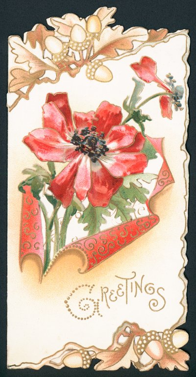 Valmue med eikenøtter, kort av English School