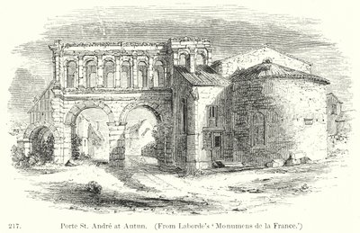 Porte St Andre ved Autun (gravering) av English School