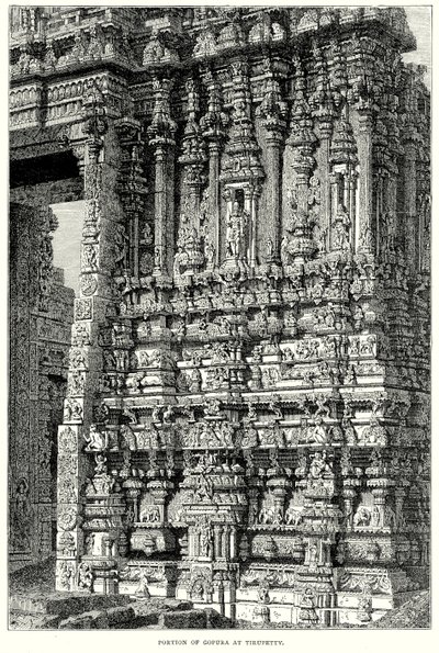 Del av Gopura ved Tirupetty (gravering) av English School