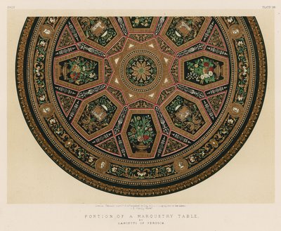 Del av et marquetry-bord av Lancetti fra Perugia av English School