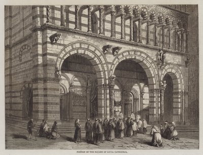 Del av fasaden til Lucca-katedralen (gravering) av English School