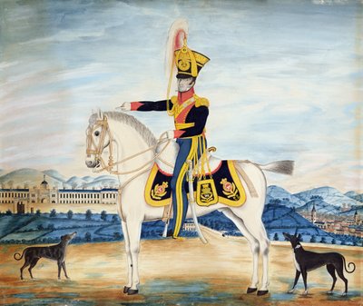 Portrett av kaptein William Manfull i full militærkjole, 1822 (wc, gouache og blyant på papir) av English School