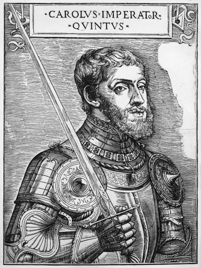 Portrett av Charles V (1500-58), den hellige romerske keiseren av English School