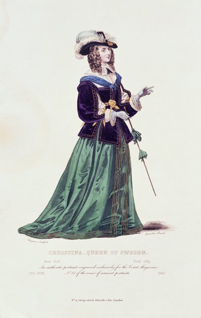 Portrett av Christina dronning av Sverige (1626-1689) av English School