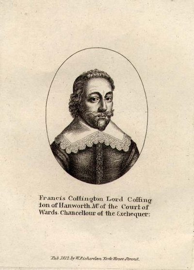 Portrett av Francis Cottington, baron Cottington (ca. 1578-1652) pub. 1812 (gravering) av English School