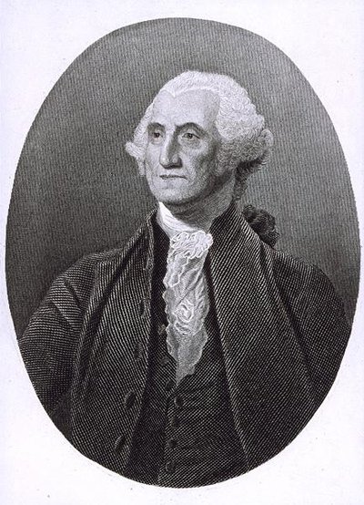 Portrett av George Washington (1732-1799) (gravering) av English School