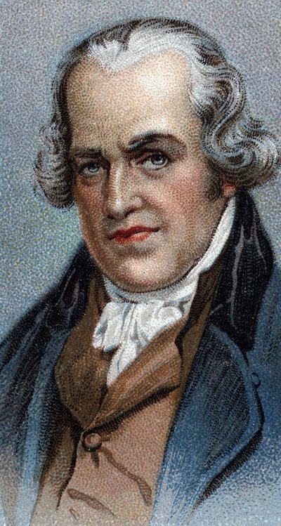 Portrett av James Watt (1736-1819), skotsk ingeniør - Fra serien "" Leaders of Men"" - Chromolithography - English School, 20. århundre - av English School