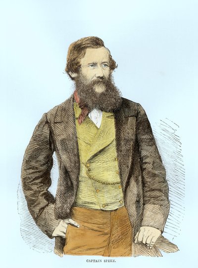 Portrett av John Hanning Speke (1827-64) (senere fargelegging) av English School