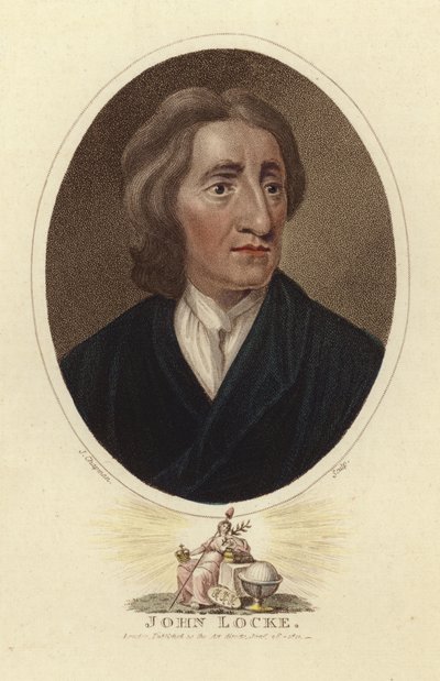 Portrett av John Locke (fargegravering) av English School