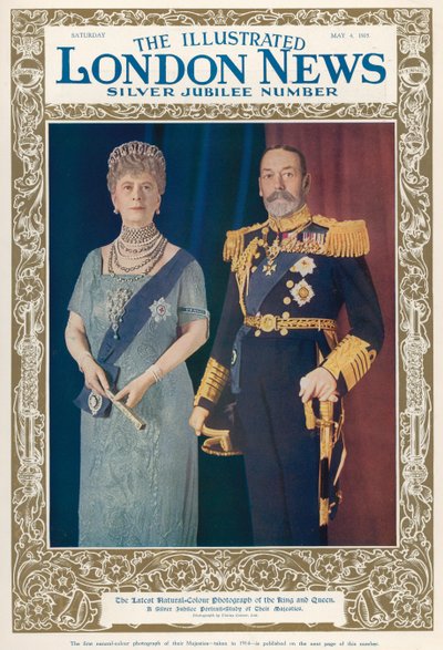 Portrett av kong George V (1865-1936) og dronning Mary (1867-1953) fra The Illustrated London News, 4. mai 1935 av English School