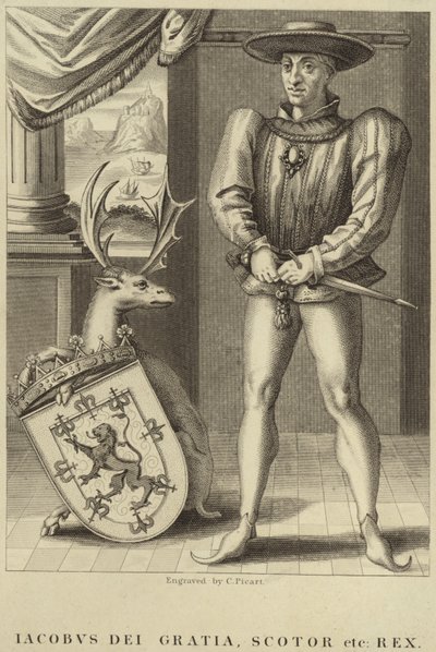 Portrett av kong James I av England av English School