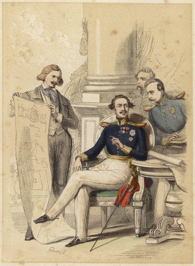 Portrett av kong Ludwig II av Bayern (fargegravering) av English School