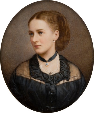 Portrett av Lady Ida Lumley, Viscountesse Newport 1870 etterpå grevinne av Bradford (1848-1936), ca. 1868-1936 (håndfarget fotografi) av English School