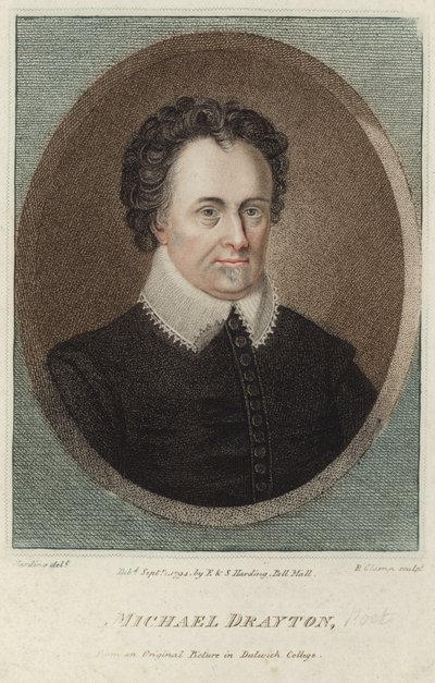 Portrett av Michael Drayton (fargegravering) av English School