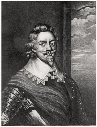 Portrett av Patrick Ruthven, jarl av Brentford (ca. 1573-1651) gravert av Richard Earlom (1743-1822) og Charles Turner (ca. 1773-1857) fra Illustrious Characters in British History (mezzotint) (bw phot) av English School