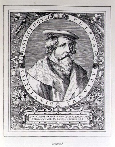 Portrett av Petrus Apianus (1501-52) fra The Narrative and Critical History of America, redigert av Justin Winsor, London, 1886 av English School