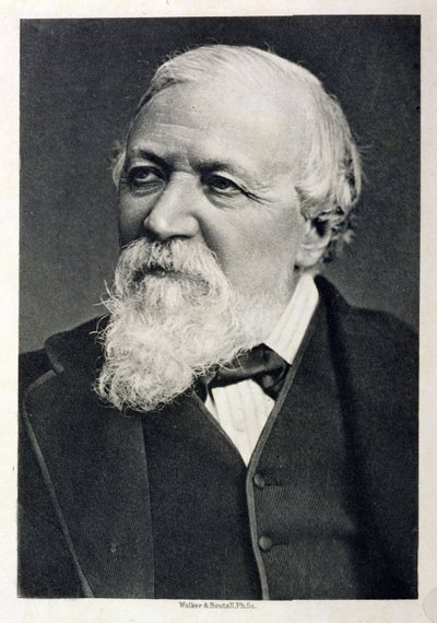 Portrett av Robert Browning (1812-89) fra et fotografi av Fradelle og Young, gravert av Walker og Boutall, 1881 av English School