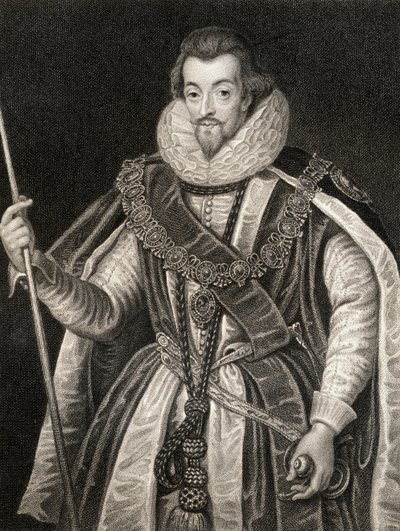 Portrett av Robert Cecil, 1. jarl av Salisbury (1563-1612), fra Lodges British Portraits, 1823 av English School