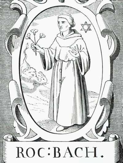 Portrett av Roger Bacon (ca. 1220-92), illustrasjon fra Science and Literature in the Middle Ages and the Renaissance, skrevet og gravert av Paul Lacroix, 1878 av English School