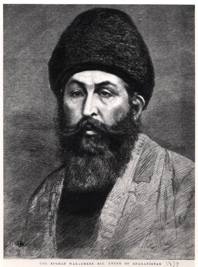 Portrett av Shir Ali Khan (1825-79) Emir av Afghanistan, 1878 av English School