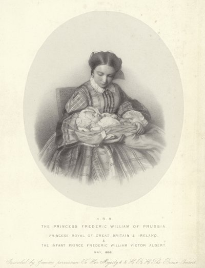 Portrett av Victoria, Princess Royal, med sønnen, Frederick William Victor Albert av English School