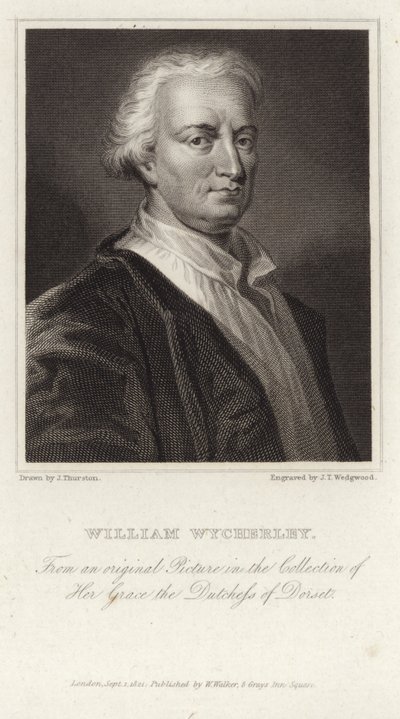 Portrett av William Wycherley av English School