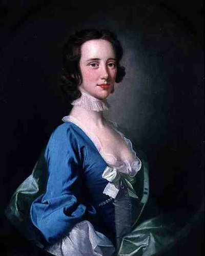 Portrett av en dame (olje på lerret) av English School