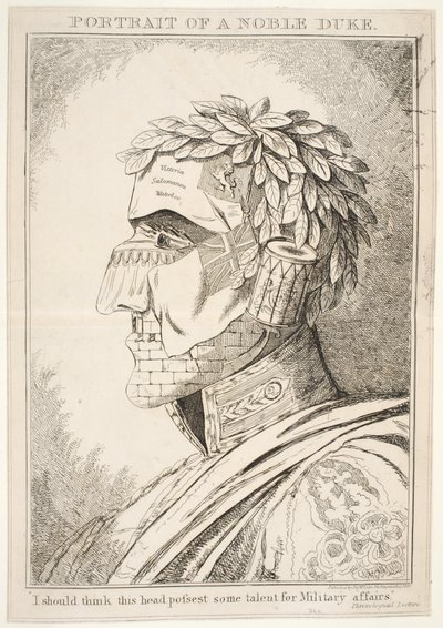Portrett av en edel hertug, jeg skulle tro at dette hodet har noe talent for militære anliggender, pub Thos McLean, 1829 av English School