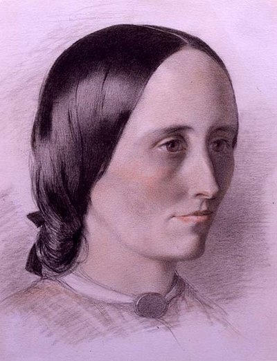 Portrait of a Woman, ca. 1840 (farget kritt på papir) av English School