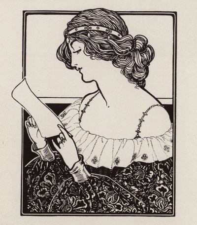 Portrett av en kvinne som leser et brev (litho) av English School