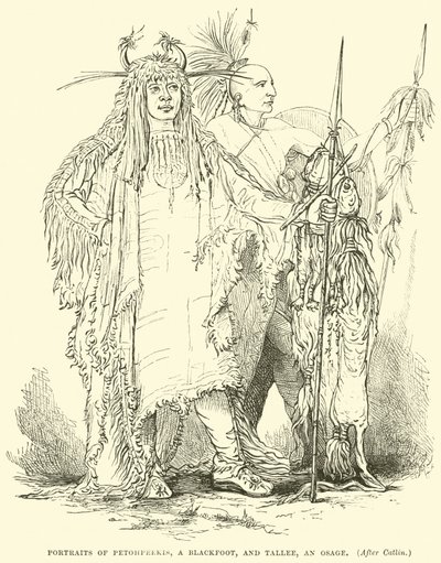 Portretter av Petohpeekis, en Blackfoot, og Tallee, en Osage av English School