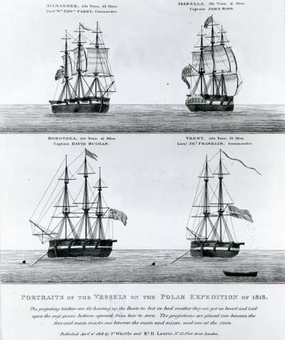 Portraits of the Vessels of the Polar Expedition of 1818 (engraving) av English School