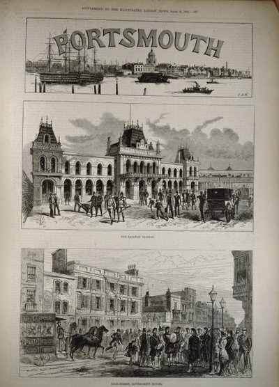 Portsmouth: The Railway Station and the High Street, Government House, fra 
