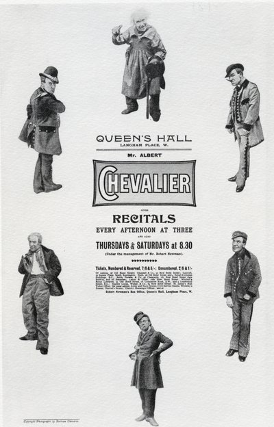 Plakat som reklamerer for Albert Chevaliers konsert i Queen