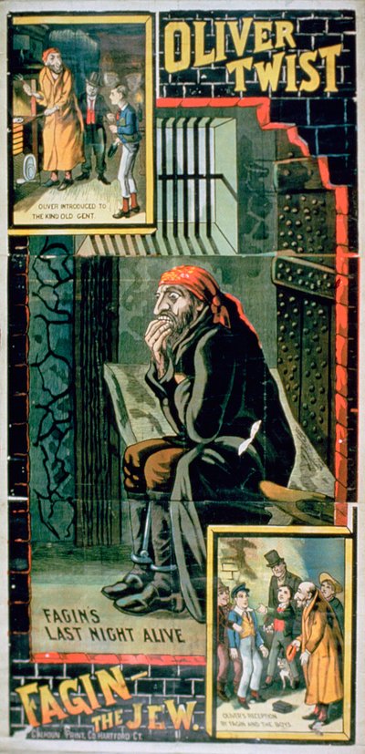 Plakat for «Oliver Twist» (fargelitografi) av English School