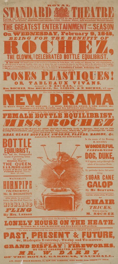 Plakat for Royal Standard Theatre, 9. februar 1848 av English School