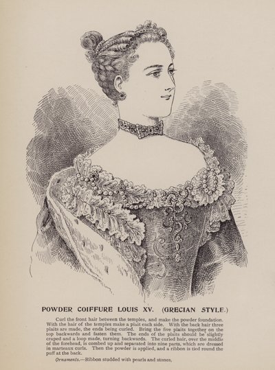 Pudderfrisør Louis XV, gresk stil (gravering) av English School