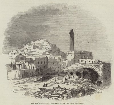 Powder Magazine i Alger, etter den sene eksplosjonen (gravering) av English School