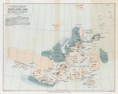 Foreløpig skissekart over gruppen av øyer kjent som Franz Josef Land av English School