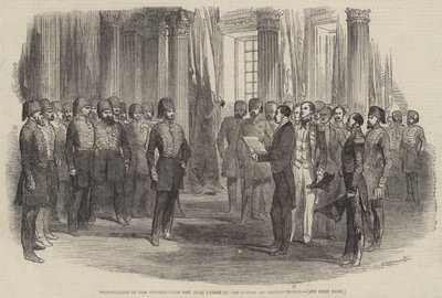 Presentasjon av adressen fra den irske nasjonen til sultanen i Konstantinopel (gravering) av English School