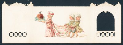 Presenterer The Christmas Pudding, julekort av English School