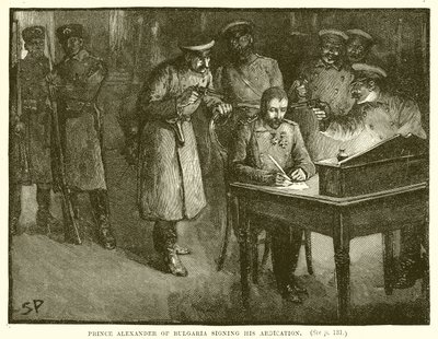 Prins Alexander av Bulgaria signerer sin abdikasjon av English School