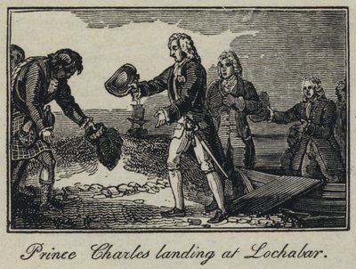 Prinz Charles landet in Lochabar (Stich) von English School