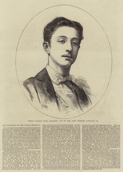 Prins Eugene Louis Napoleon, sønn av den avdøde keiser Napoleon III (gravering) av English School