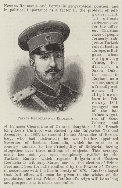 Prins Ferdinand av Bulgaria (gravering) av English School