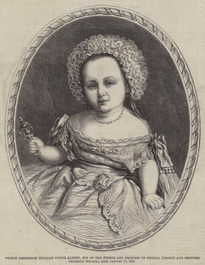 Prins Frederick William Victor Albert, sønn av prinsen og prinsessen av Preussen (prins og prinsesse Frederick William), født 27. januar 1859 (gravering) av English School
