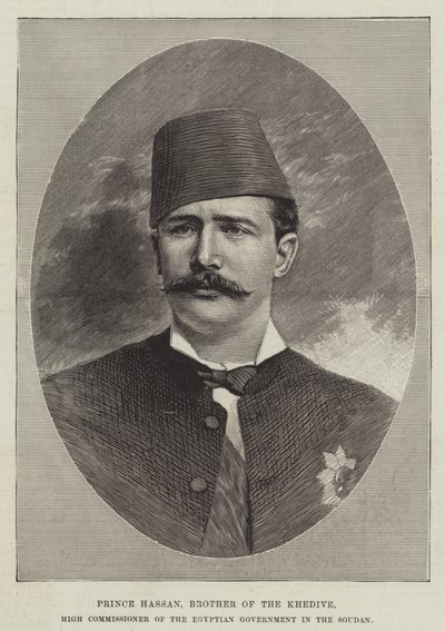 Prins Hassan, bror til Khedive, høykommissær for den egyptiske regjeringen i Soudan (gravering) av English School
