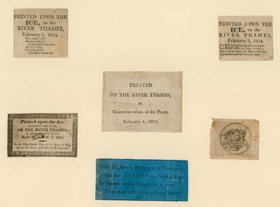 Trykte suvenirer fra frostmessen i 1814 av English School